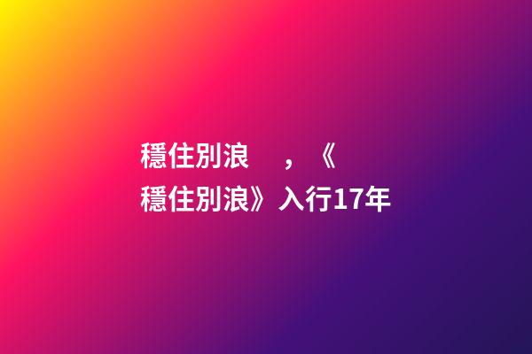 穩住別浪，《穩住別浪》入行17年